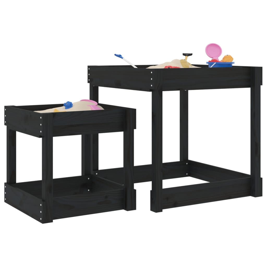 vidaXL Sand-Spieltische 2 Stk. Schwarz Massivholz Kiefer