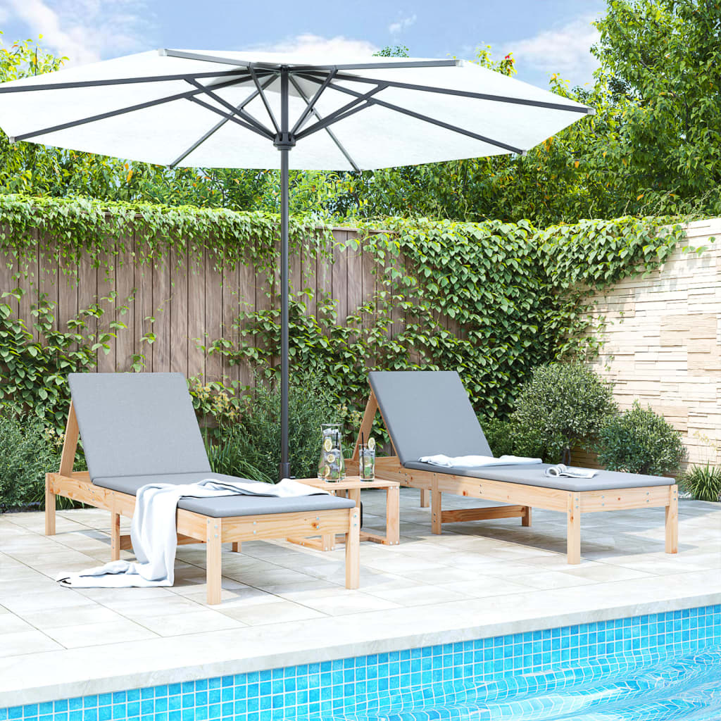 vidaXL Sun Loungers 2 pcs 199.5x60x74 cm Solid Wood Pine