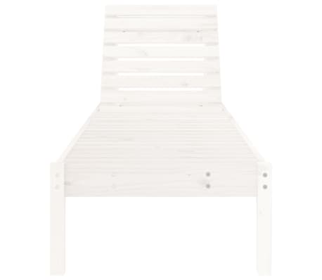 vidaXL Шезлонг, бял, 199,5x60x74 см, борово дърво масив