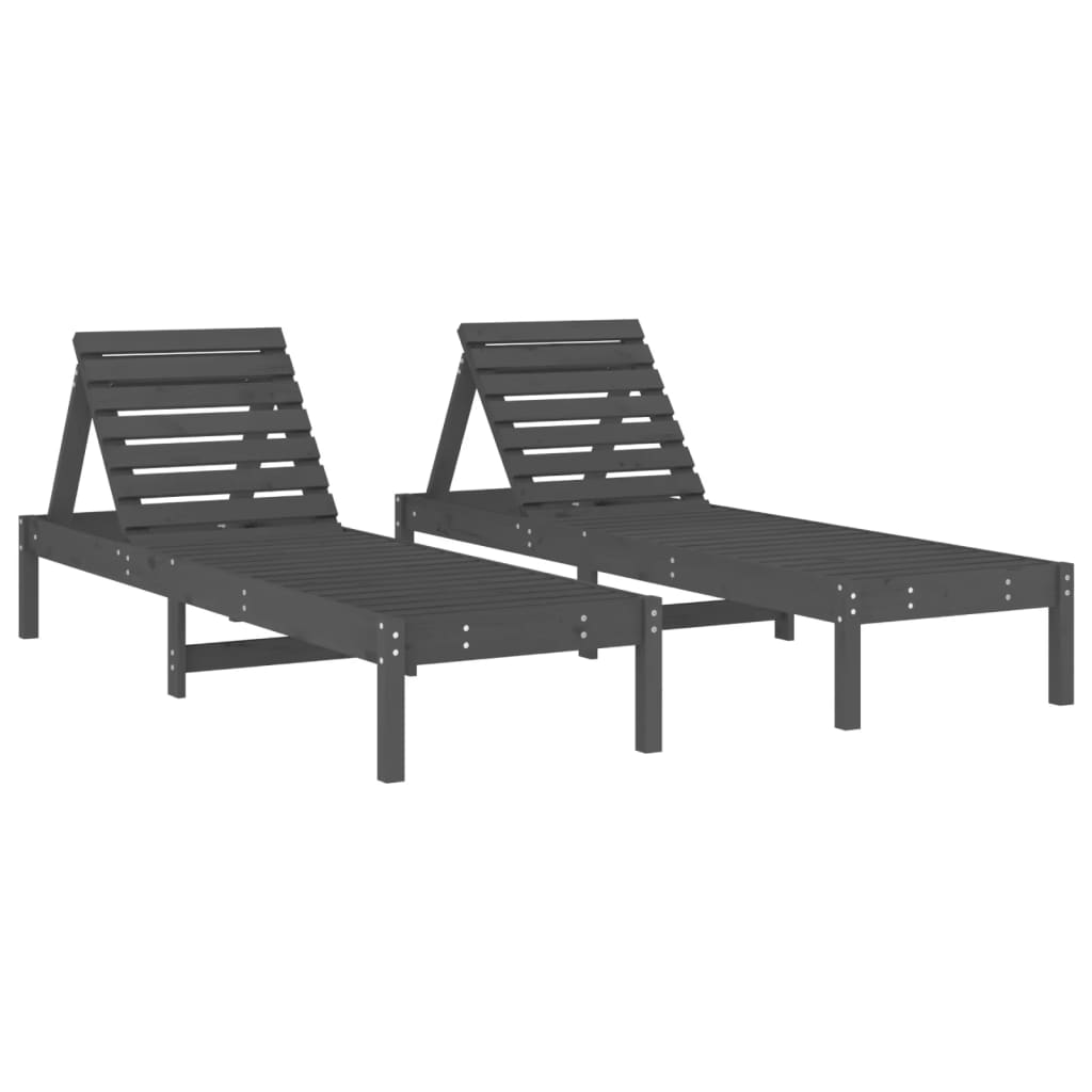 vidaXL Zahradní lehátka 2 ks šedá 199,5x60x74 cm masivní borové dřevo