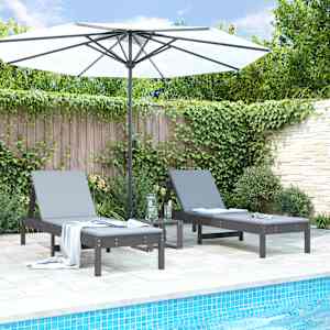 Ležalnik 2 kosa siv 199,5x60x74 cm trdna borovina