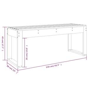Zahradní lavice bílá 110 x 38 x 45 cm masivní borové dřevo - obrázek 8
