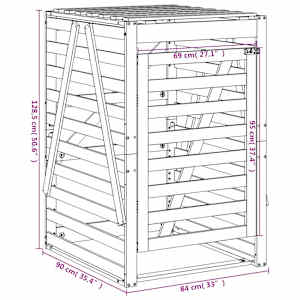 Úložný box na popelnici 84 x 90 x 128,5 cm masivní borové dřevo - obrázek 12