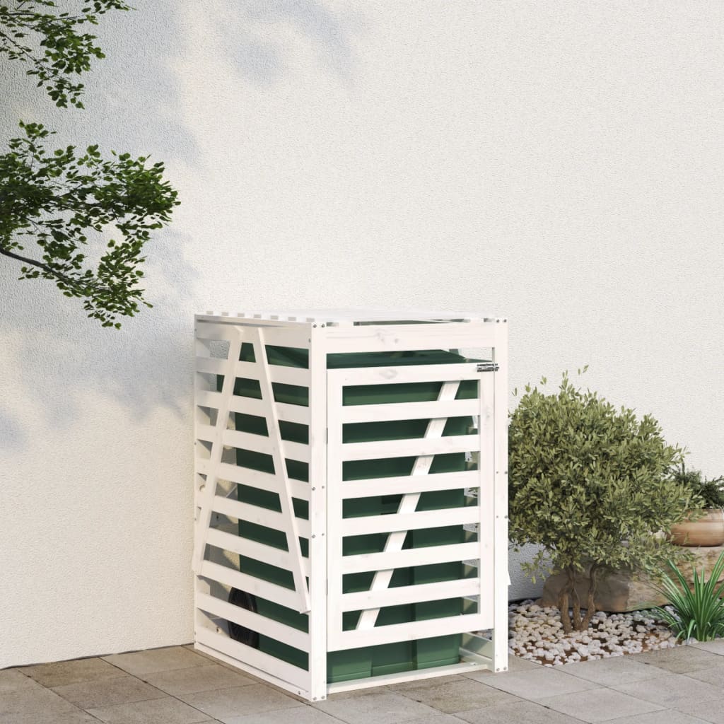 vidaXL Depozitare coș de gunoi, alb, 84x90x128,5 cm, lemn masiv de pin