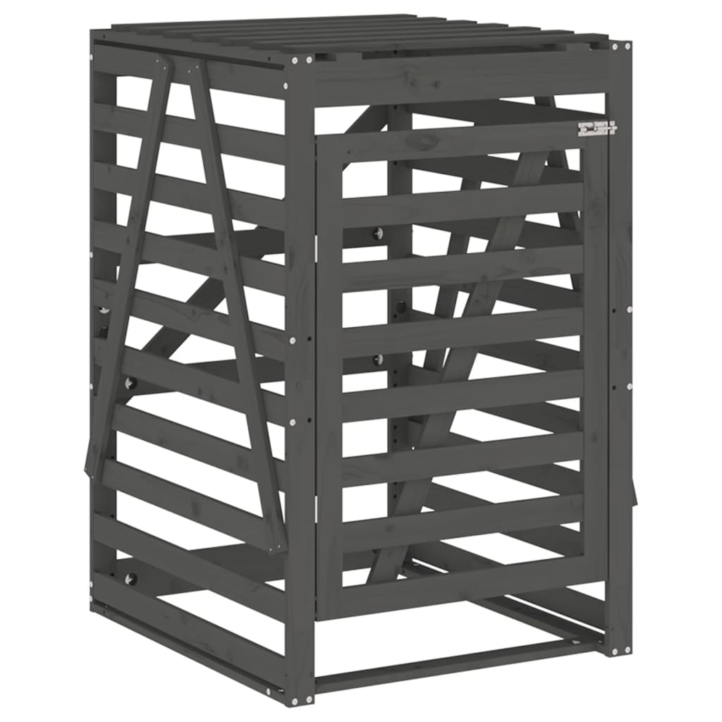 vidaXL Úložný box na popelnici šedý 84x90x128,5 cm masivní borovice