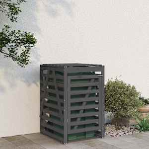 Úložný box na popelnici šedý 84x90x128,5 cm masivní borovice - obrázek 1