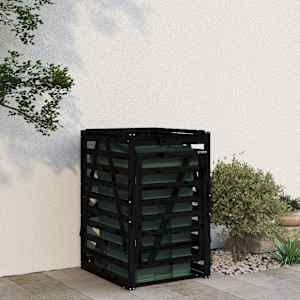 Úložný box na popelnici černý 84x90x128,5 cm masivní borovice - obrázek 1