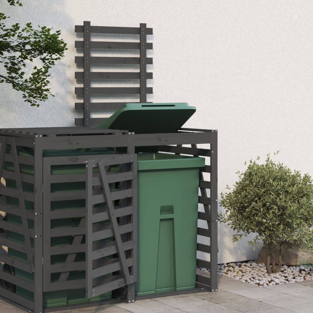 Nástavec pro úložný box na popelnice šedý masivní borové dřevo