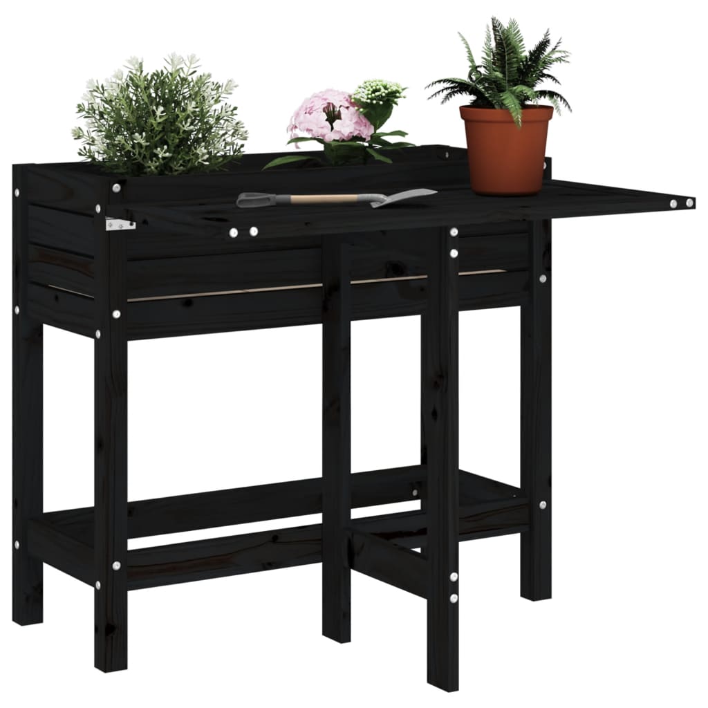Garden Planter with Folding Tabletop Patio Flower Pot Solid Wood Pine vidaXL