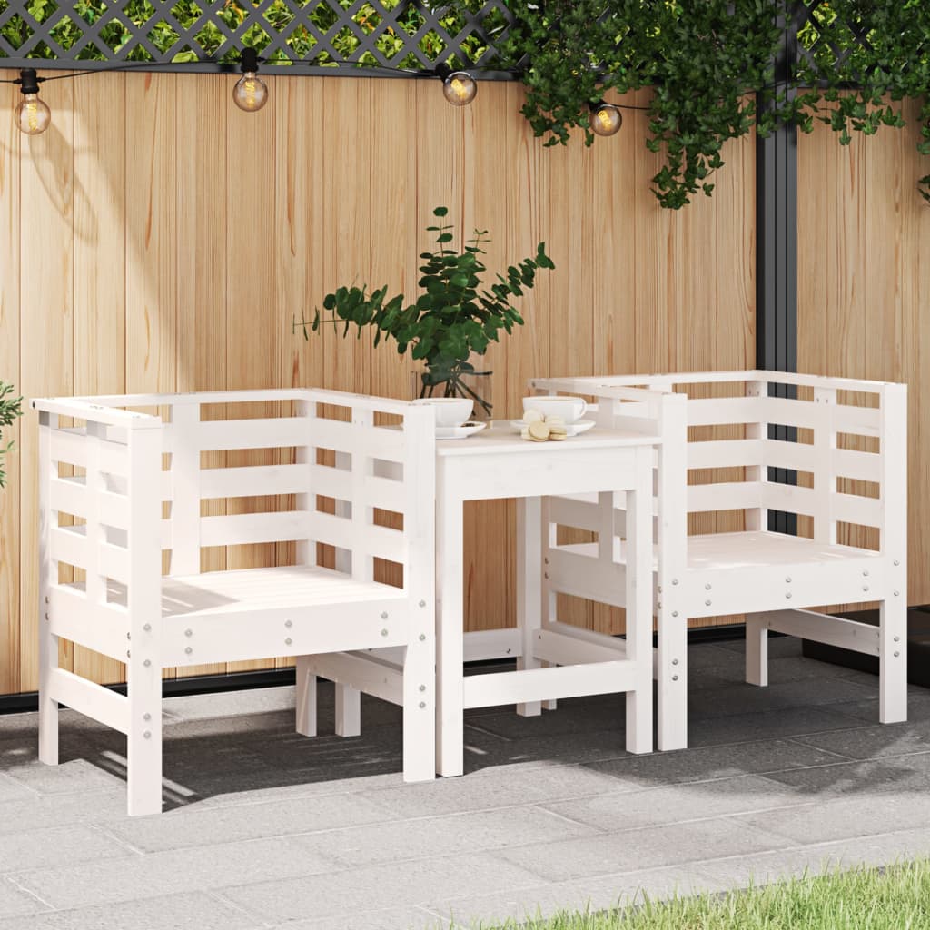 Zahradní židle 2 ks bílé 61,5 x 53 x 71 cm masivní borové dřevo