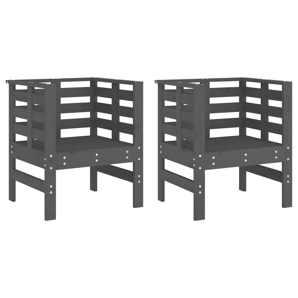 vidaXL Zahradní židle 2 ks šedé 61,5 x 53 x 71 cm masivní borové dřevo