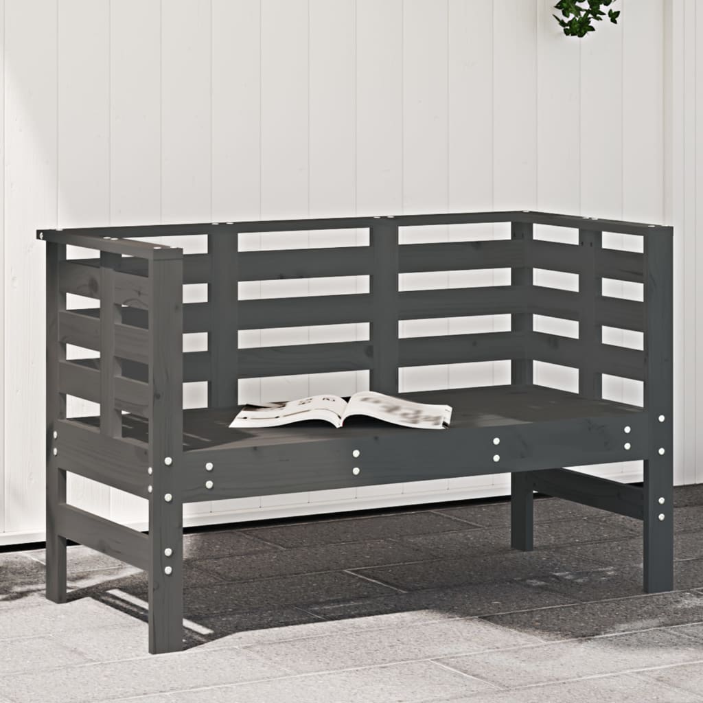 vidaXL Puutarhapenkki harmaa 111,5x53x71 cm täysi mänty