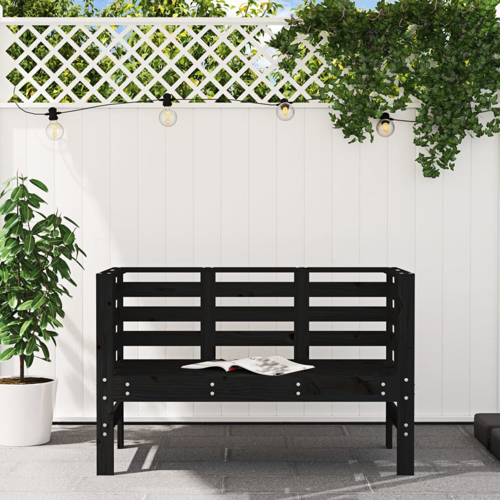 vidaXL Tuinbankje 111,5x53x71 cm massief grenenhout zwart afbeelding
