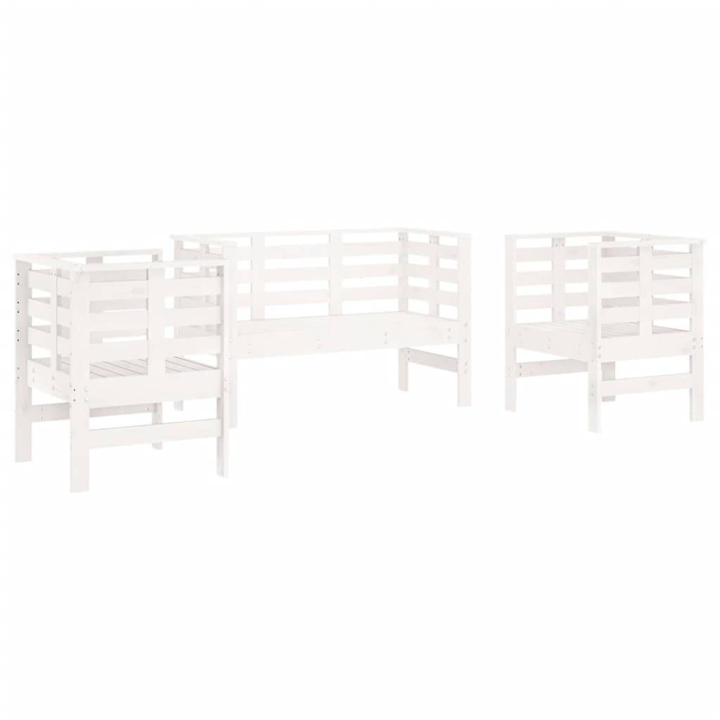 Zestaw mebli ogrodowych: 2x krzesło + ławka, biały, 61,5x53x71 cm, lite drewno sosnowe