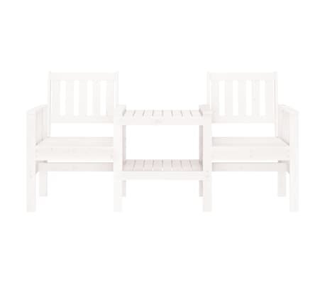 vidaXL Πάγκος Κήπου με Τραπέζι Διθέσ. Λευκός 203,5x44x45εκ Μασίφ Πεύκο
