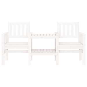 vidaXL Πάγκος Κήπου με Τραπέζι Διθέσ. Λευκός 203,5x44x45εκ Μασίφ Πεύκο
