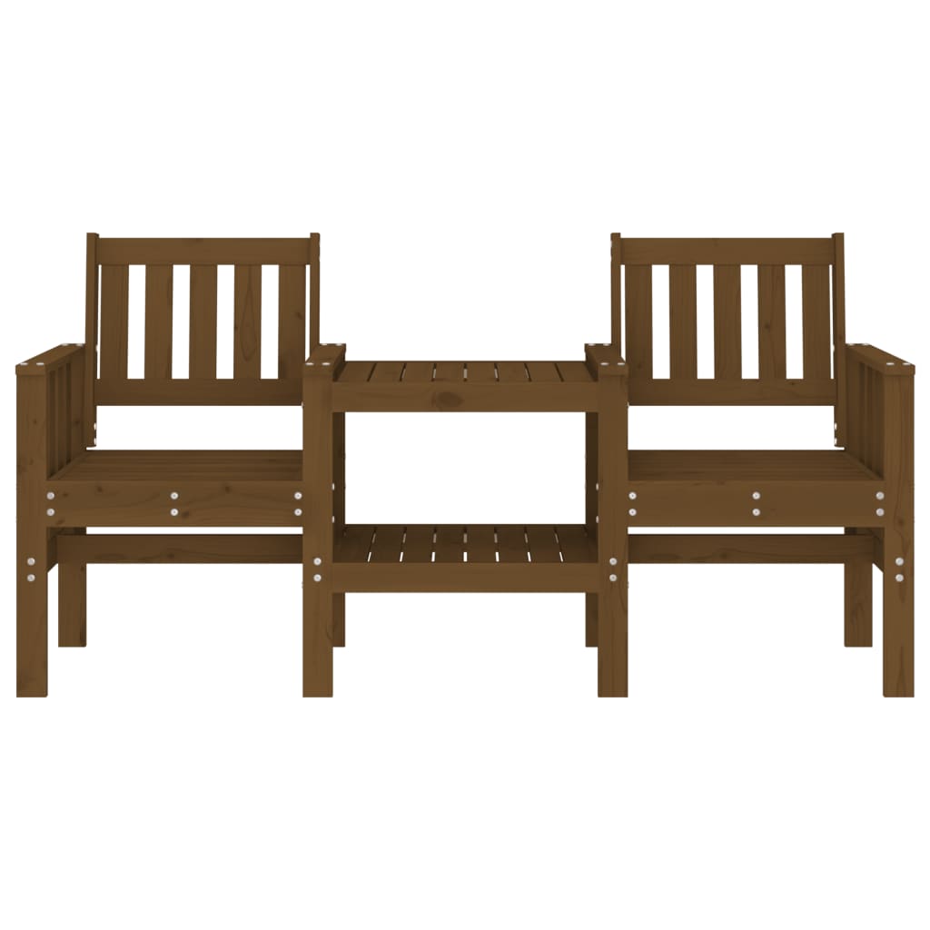 vidaXL Tuinbank met tafel 2-zits massief grenenhout honingbruin afbeelding