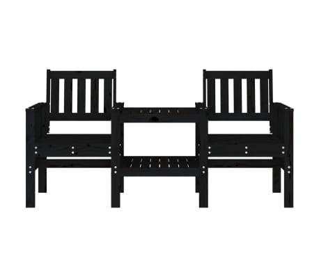 vidaXL Tuinbank met tafel 2-zits massief grenenhout zwart