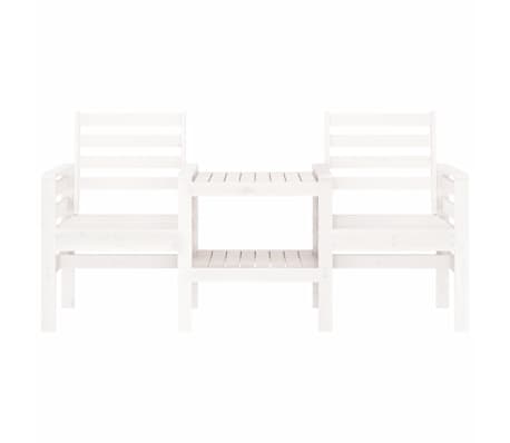 vidaXL Tuinbank met tafel 2-zits massief grenenhout wit