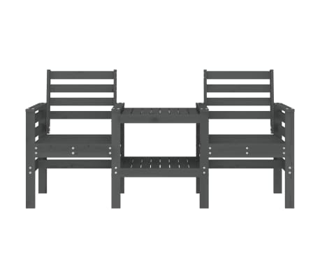 vidaXL Garden Bench with Table 2-Seater Grey Solid Wood Pine