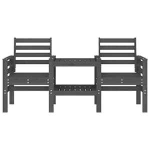 vidaXL Garden Bench with Table 2-Seater Grey Solid Wood Pine
