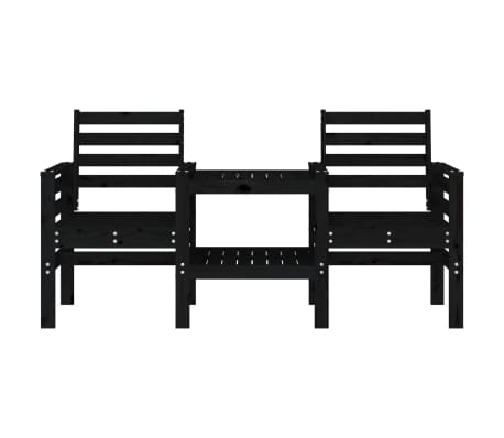 vidaXL Zahradní lavice se stolkem 2místná černá masivní borové dřevo