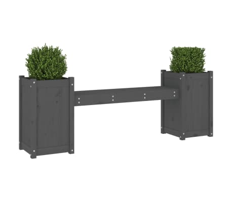 vidaXL Ζαρντινιέρα Παγκάκι Γκρι 180x36x63 εκ. από Μασίφ Ξύλο Πεύκου