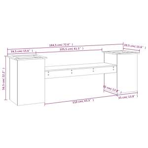 Lavice s truhlíky 184,5 x 39,5 x 56,5 cm masivní borové dřevo - obrázek 9