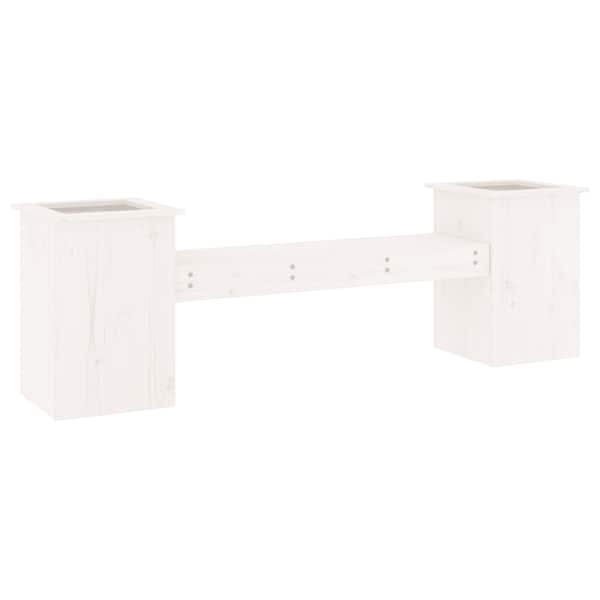 vidaXL aiapink taimekastidega, valge, 184,5x39,5x56,5 cm, m&auml;nnipuit