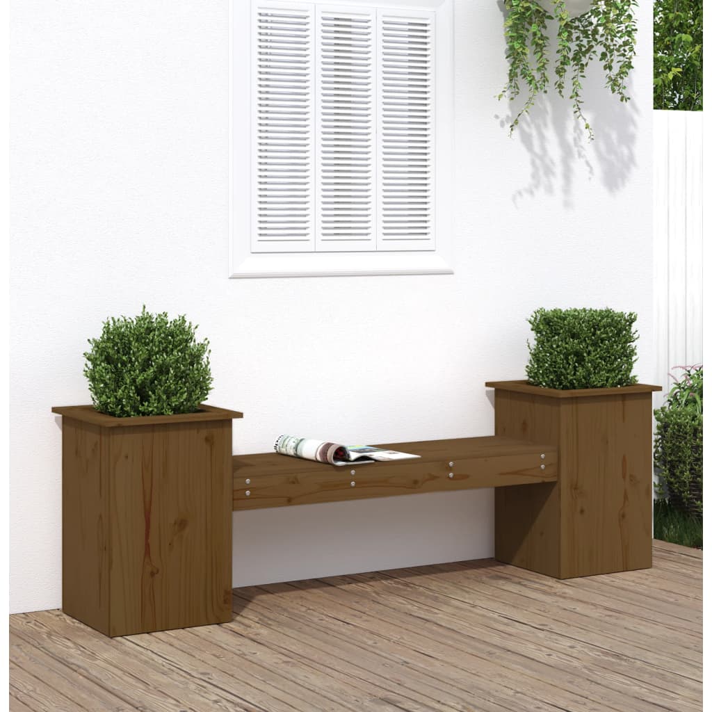 Vidaxl Bancheta Cu Jardiniere, Maro Miere, 184,5x39,5x56,5 Cm