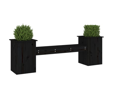 vidaXL Ζαρντινιέρα Παγκάκι Μαύρο 184,5x39,5x56,5 εκ. Μασίφ Ξύλο Πεύκου