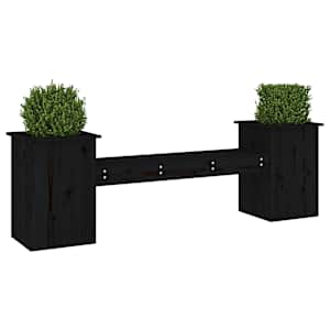 vidaXL Ζαρντινιέρα Παγκάκι Μαύρο 184,5x39,5x56,5 εκ. Μασίφ Ξύλο Πεύκου