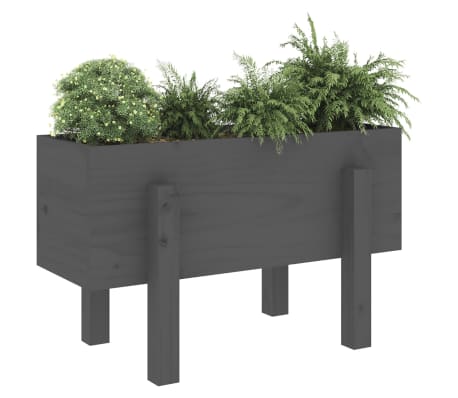 vidaXL Jardini&egrave;re gris 62x30x38 cm bois massif de pin