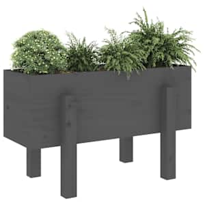 vidaXL Jardini&egrave;re gris 62x30x38 cm bois massif de pin