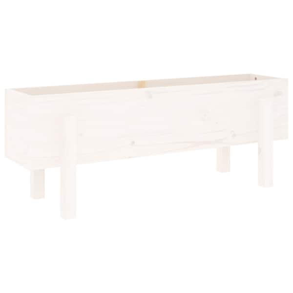 vidaXL k&otilde;rgendatud aia taimelava, valge, 101 x 30 x 38 cm, m&auml;nnipuit