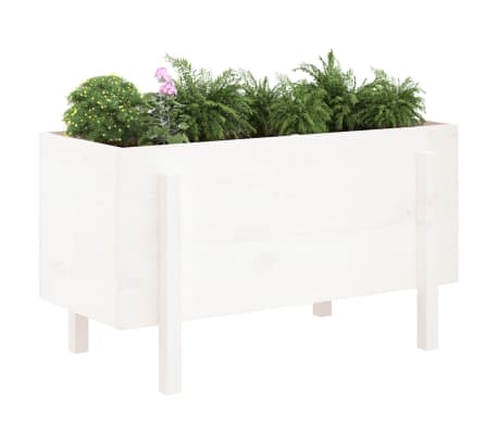 vidaXL Plantenbak verhoogd 101x50x57 cm massief grenenhout wit