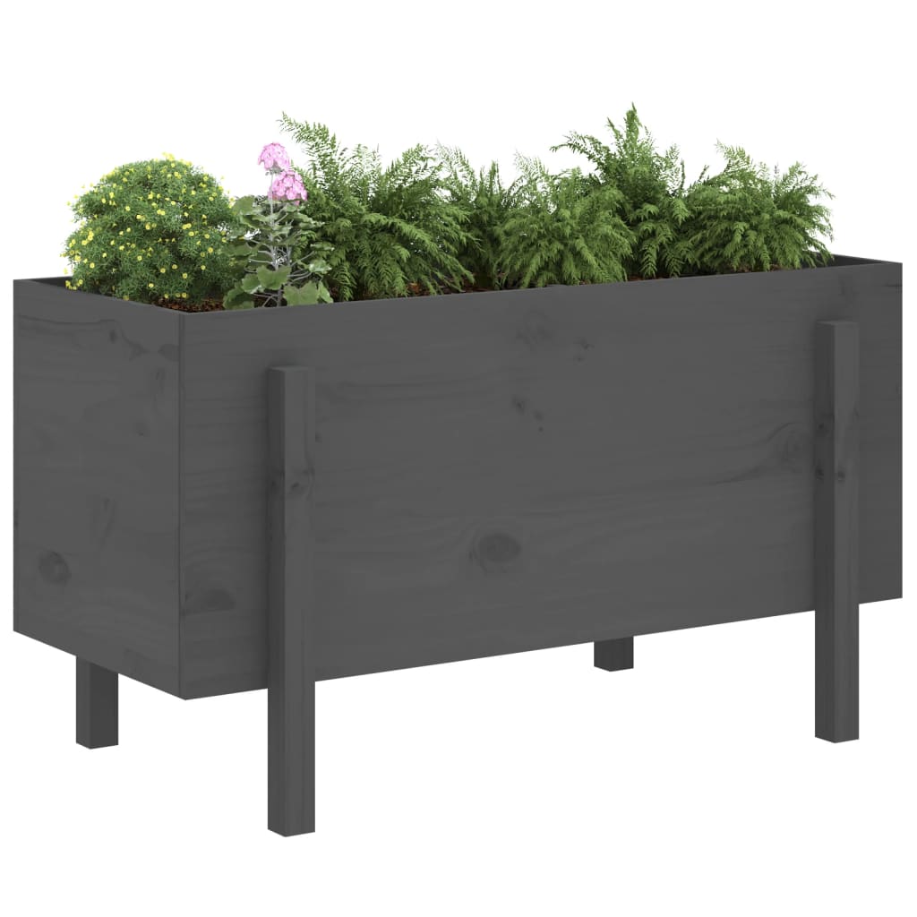 vidaXL Plantenbak verhoogd 101x50x57 cm massief grenenhout grijs afbeelding