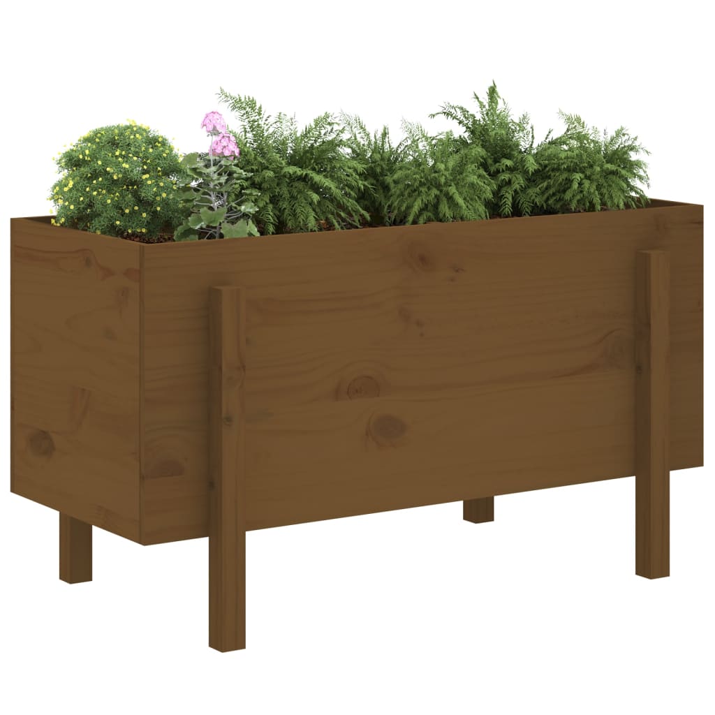 vidaXL Plantenbak verhoogd 101x50x57 cm massief grenenhout honingbruin afbeelding