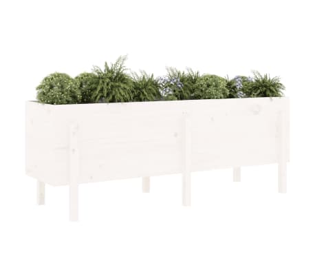 vidaXL Plantenbak verhoogd 160x50x57 cm massief grenenhout wit