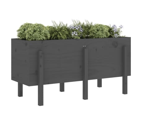 vidaXL Lit sur&eacute;lev&eacute; de jardin gris 121x50x57 cm bois de pin massif