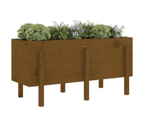 vidaXL Lit sur&eacute;lev&eacute; de jardin brun miel 121x50x57cm bois de pin massif