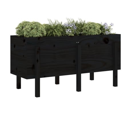 vidaXL Hochbeet Schwarz 121x50x57 cm Massivholz Kiefer