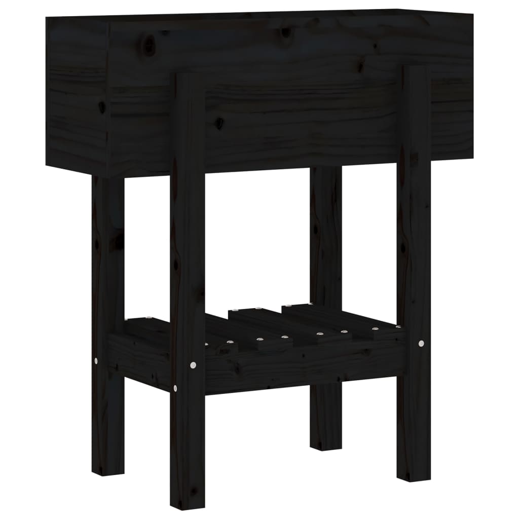 vidaXL Plantenbak 62x30x69 cm massief grenenhout zwart