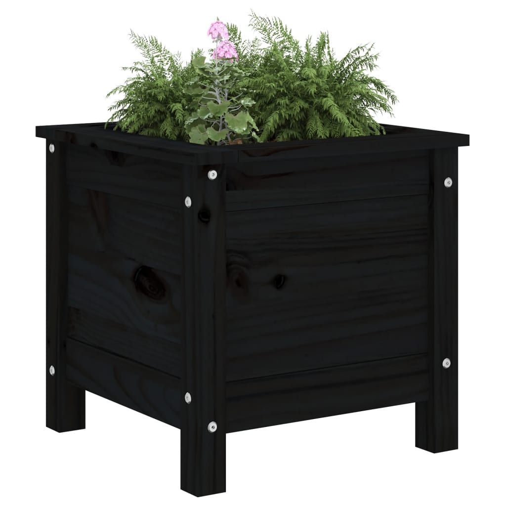 vidaXL Plantenbak 40x40x39 cm massief grenenhout zwart afbeelding