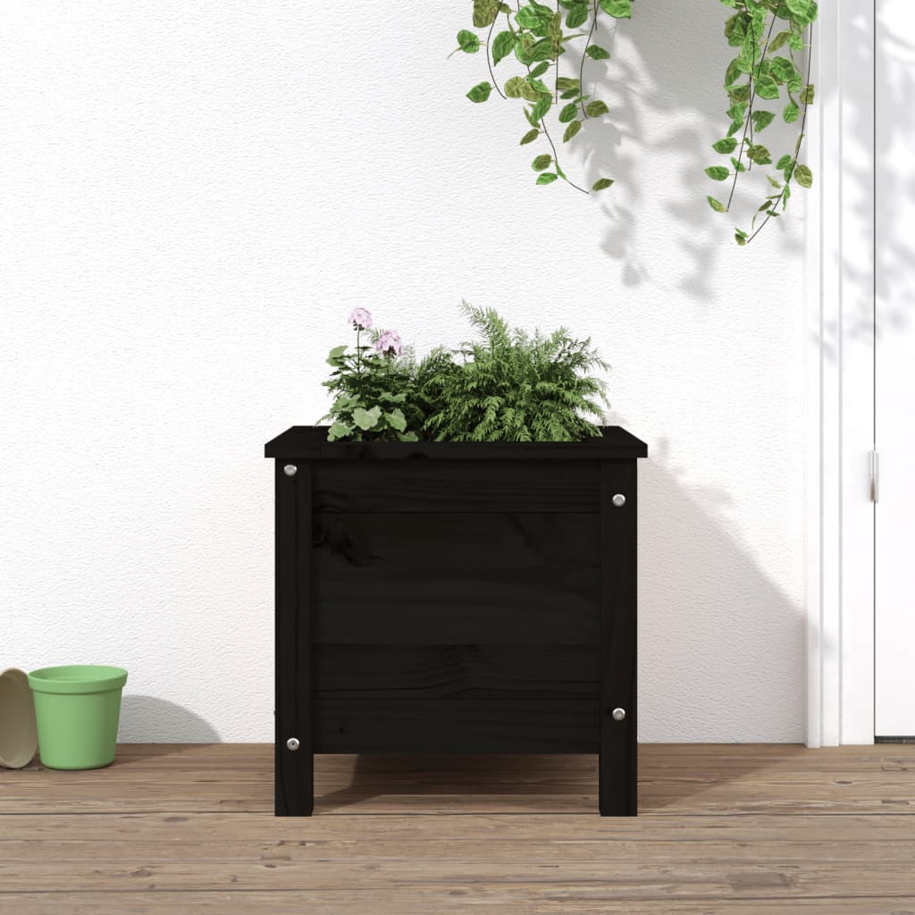 vidaXL Jardinieră de grădină, negru, 40x40x39 cm, lemn masiv pin