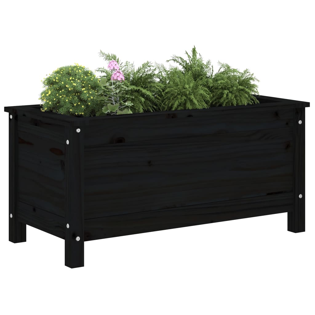 vidaXL Jardinieră de grădină, negru, 82,5x40x39 cm, lemn masiv de pin
