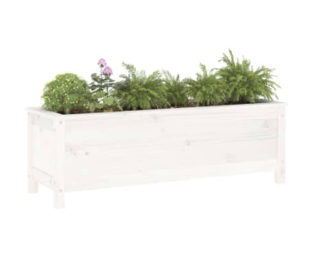 vidaXL Lit sur&eacute;lev&eacute; de jardin blanc 119,5x40x39 cm bois de pin massif