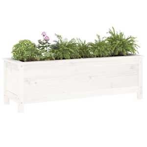 vidaXL Lit sur&eacute;lev&eacute; de jardin blanc 119,5x40x39 cm bois de pin massif