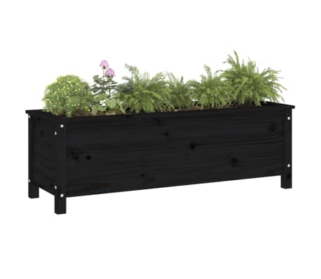 vidaXL Donica ogrodowa na n&oacute;żkach, czarna, 119,5x40x39 cm, sosna