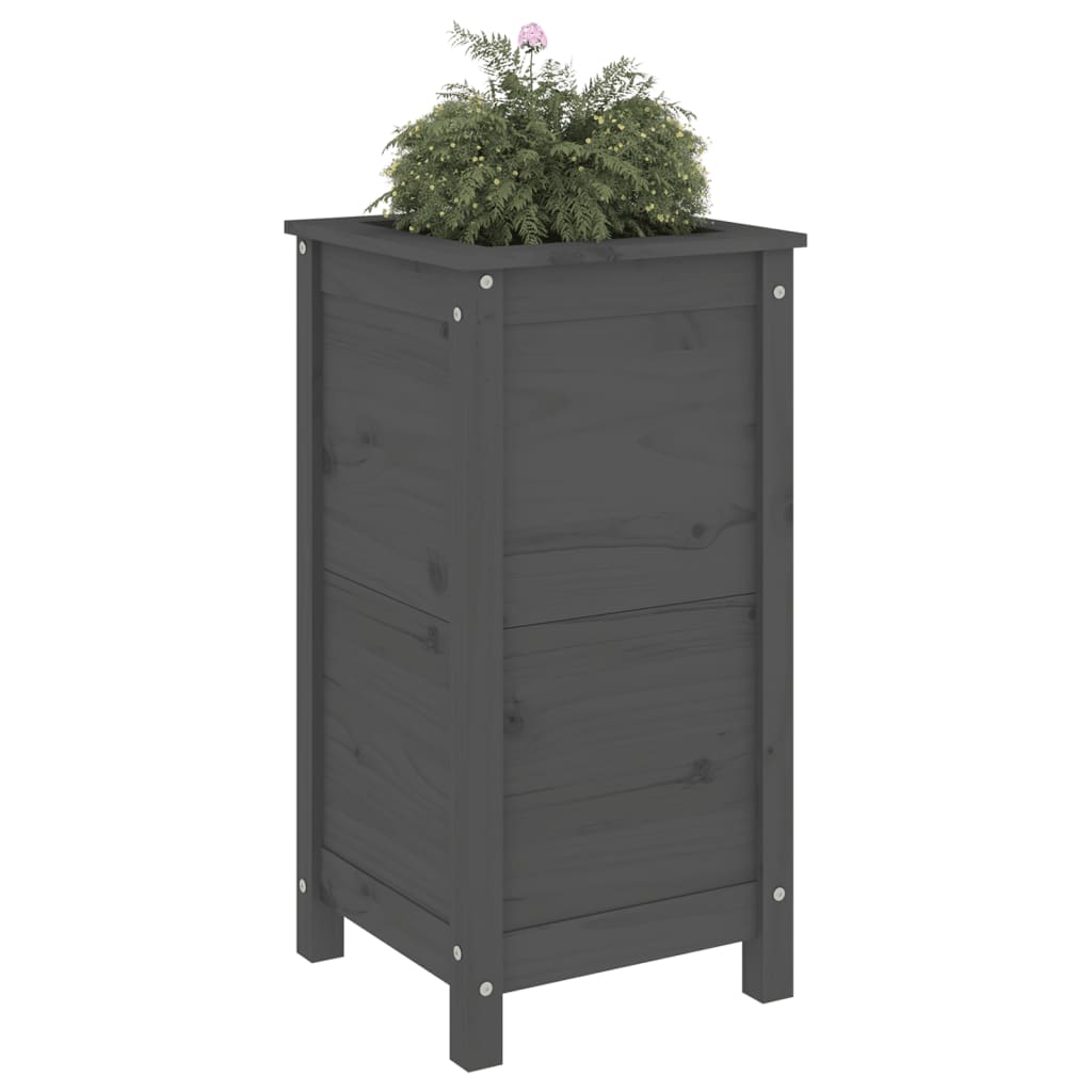 vidaXL Plantenbak 40x40x78 cm massief grenenhout grijs afbeelding